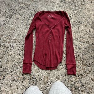 Aerie Deep Red Long Sleeve Tee